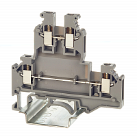 Клемма двухуровневая винтовой зажим 4 точки подключения 2.5кв.мм сер. картинка 